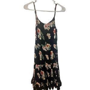 Hollister Black Floral Slip Dress with Tropical Print
